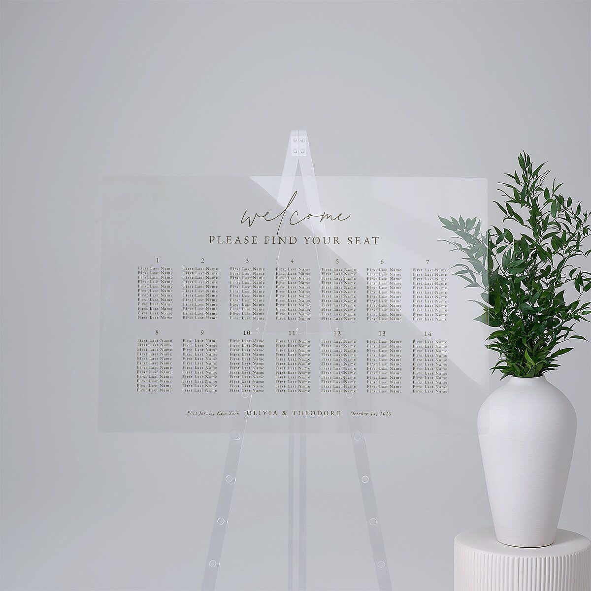 Eucalyptus Bouquet Acrylic Seating Chart Large Terracotta Standard Acrylic L Seating