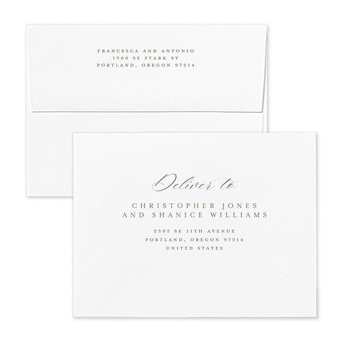 Elegant Italy Thank You Card Envelopes White Regency Blue Both Recipient and Return Addresses Signature Standard