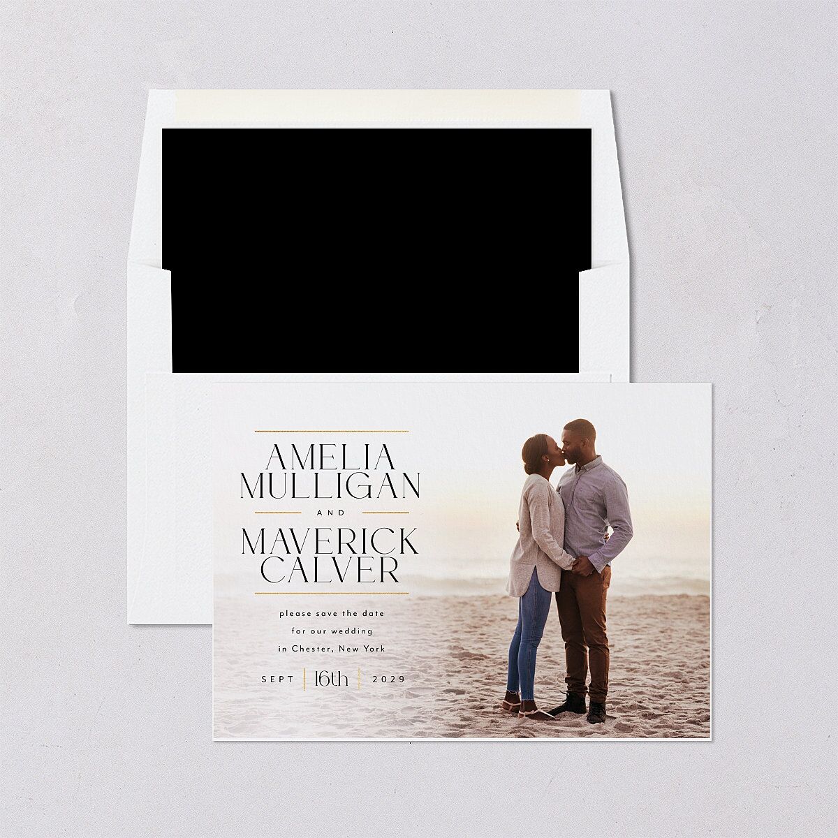 Estate Save The Date Cards Gold Pure White Signature smooth Blank No