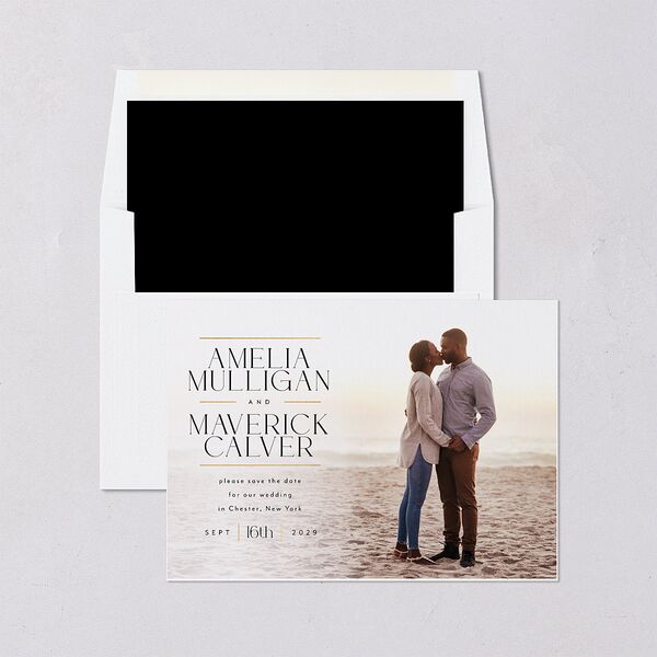 Estate Save The Date Cards Gold Pure White Signature smooth Blank No