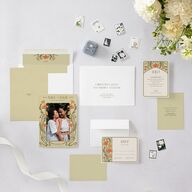 Vintage Nouveau Floral Save The Date Cards Pear Signature smooth Blank No Standard