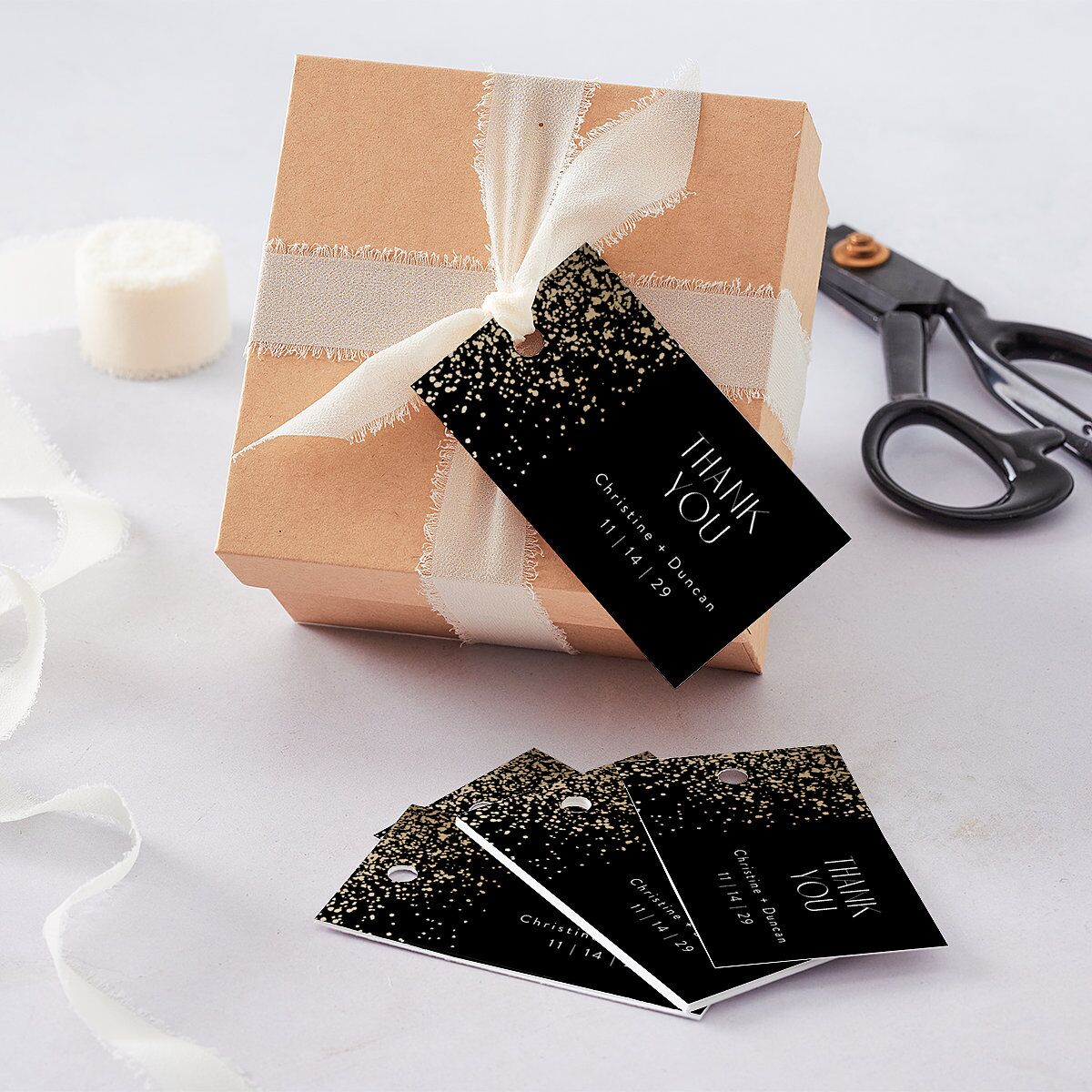 Shimmering Frame Favor Gift Tags Gold Licorice Signature