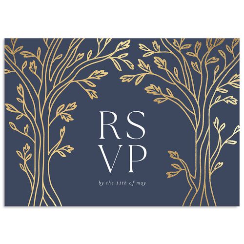 Arboretum Archway Foil Wedding Response Cards Gold Moody Blue Signature Standard