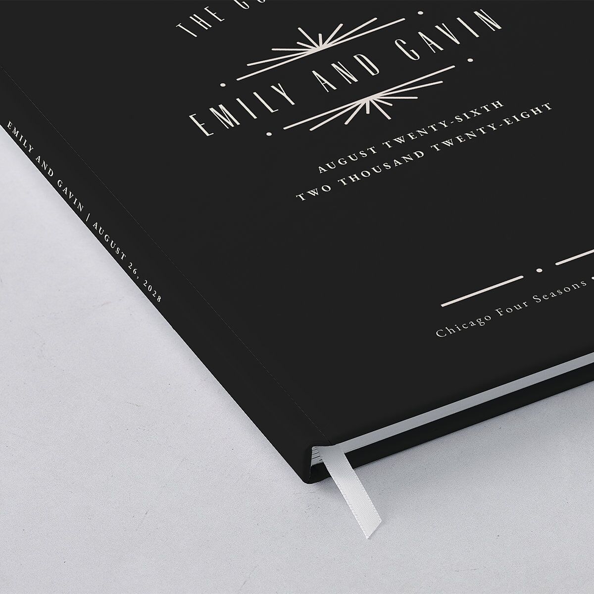 Vintage Deco Wedding Guest Book Charcoal