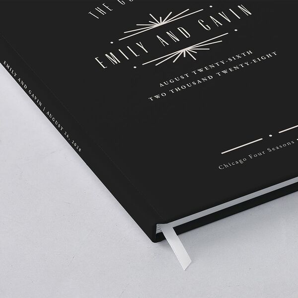 Vintage Deco Wedding Guest Book Charcoal