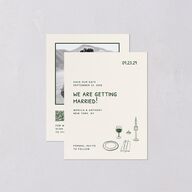 Hand Drawn Recipe Save the Date Petite Cards Dark Camo Signature smooth Blank No Standard