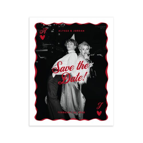 Hand Drawn Las Vegas Hearts Save the Date Petite Cards Ruby Signature smooth Blank No Standard