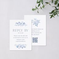 Porcelain Blue Floral Watercolor QR Code RSVP Cards Cornflower Signature Standard