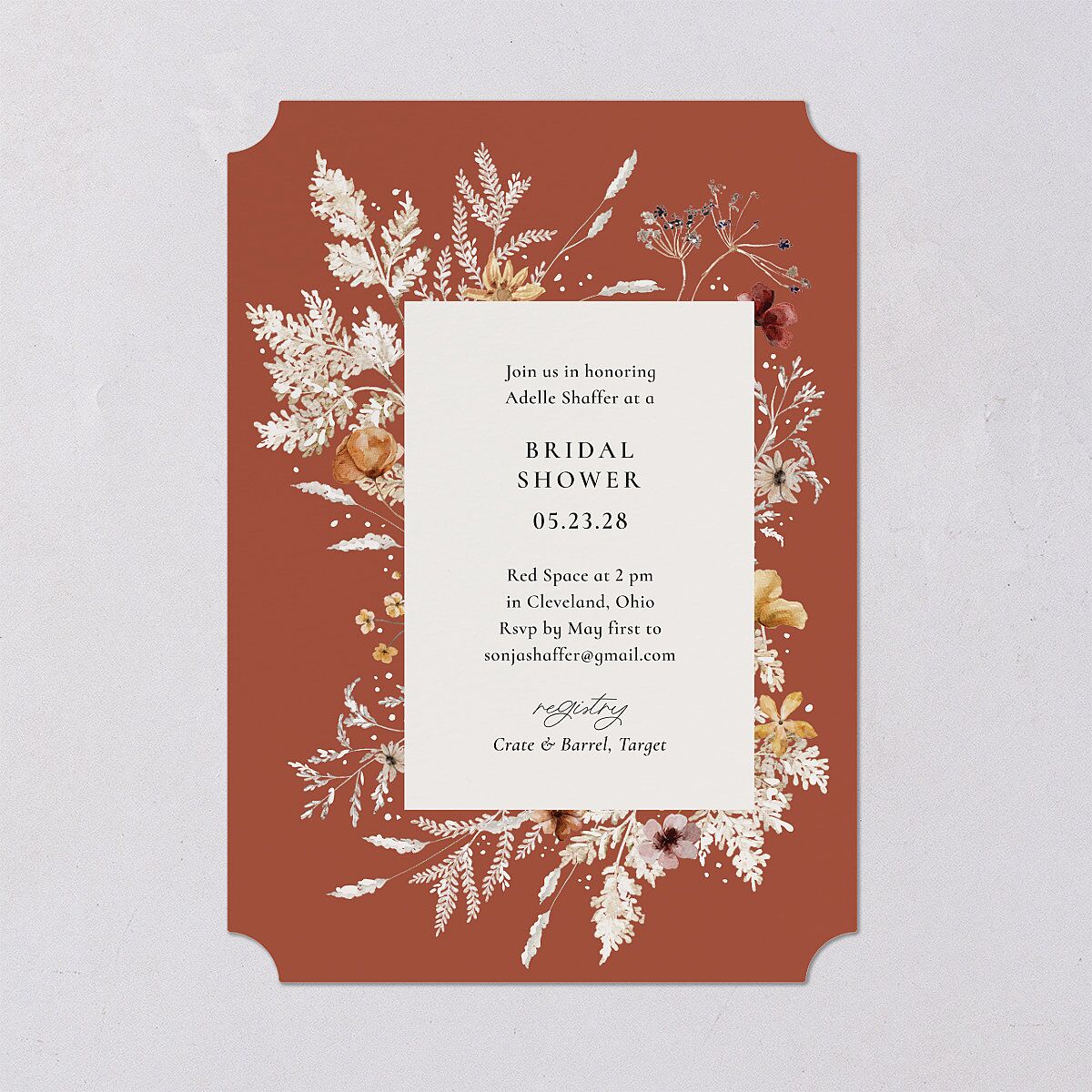 Dried Blooms Bridal Shower Invitations — view 2