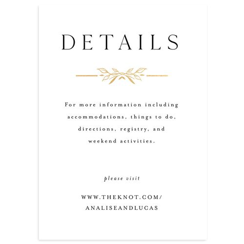 Monogram Leaves Wedding Enclosure Cards Gold Charcoal Signature Standard