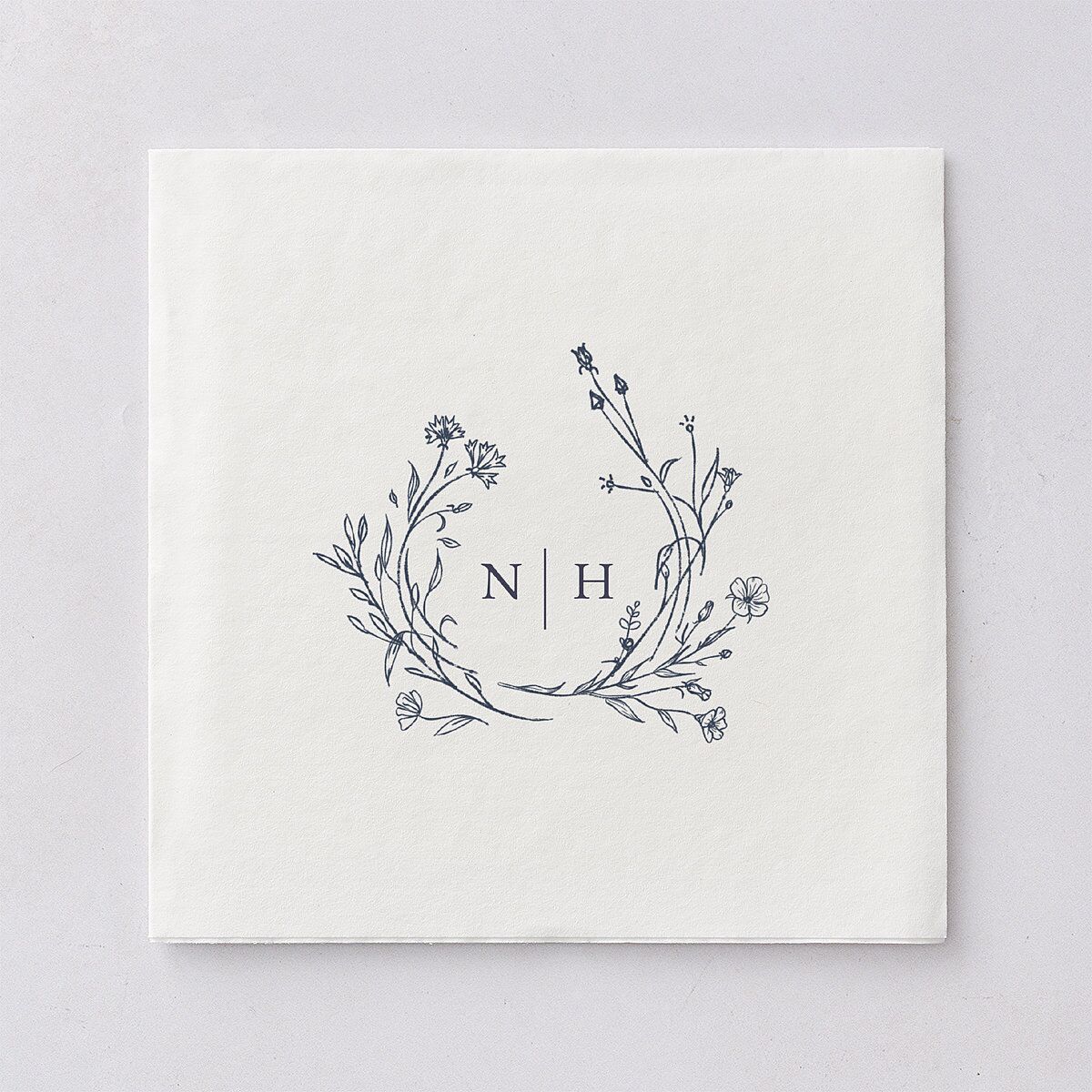 Natural Monogram Luncheon Napkins Midnight Navy Napkin Uncoined