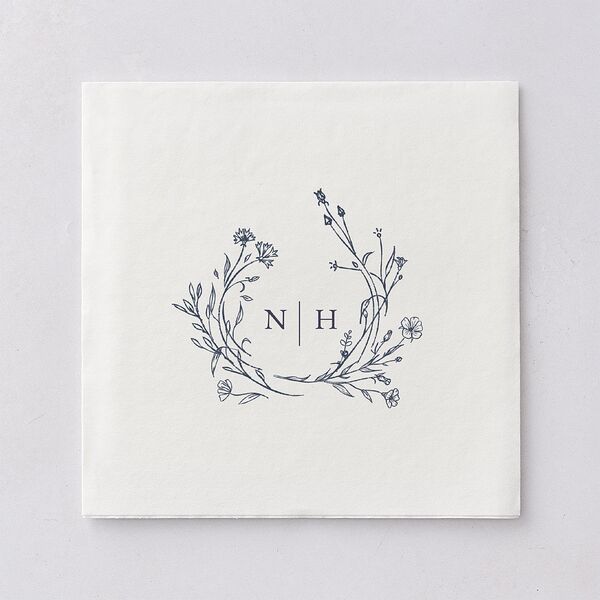 Natural Monogram Luncheon Napkins Midnight Navy Napkin Uncoined