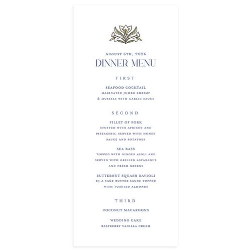Church Stained Glass Menus Moody Blue Signature