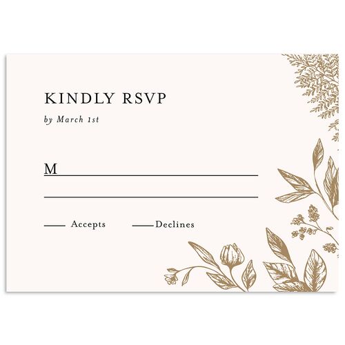 Classic Botanical Border Wedding Response Cards Mocha Signature Standard