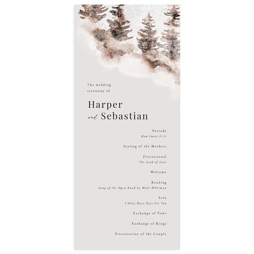 Snowy Mountainside Wedding Programs Sepia Signature
