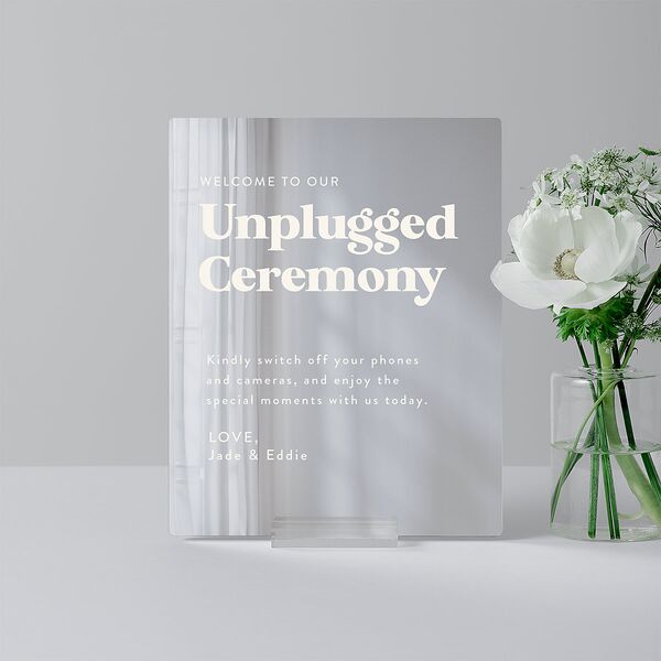 Music Lovers Mirrored Acrylic Menu Tabletop Sign X-small Tan Standard Mirrored Acrylic XS Tabletop Menu