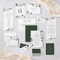 Floral Accent Wedding Invitations Off-White Signature Blank No Standard