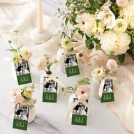 Wavy Frame Photo Favor Gift Tags Scottish Green Signature