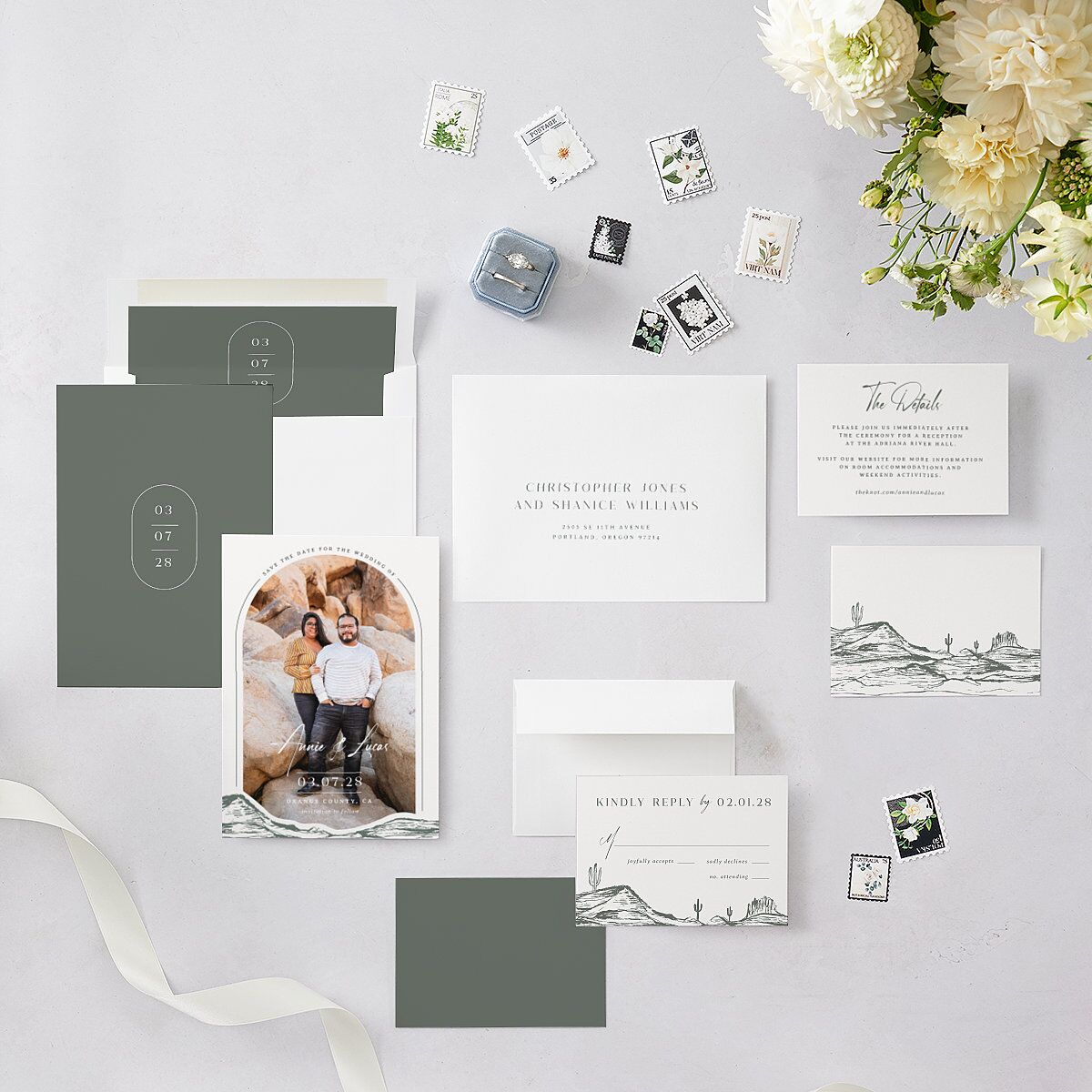 Western Cactus Save The Date Cards Eucalyptus Signature smooth Blank No