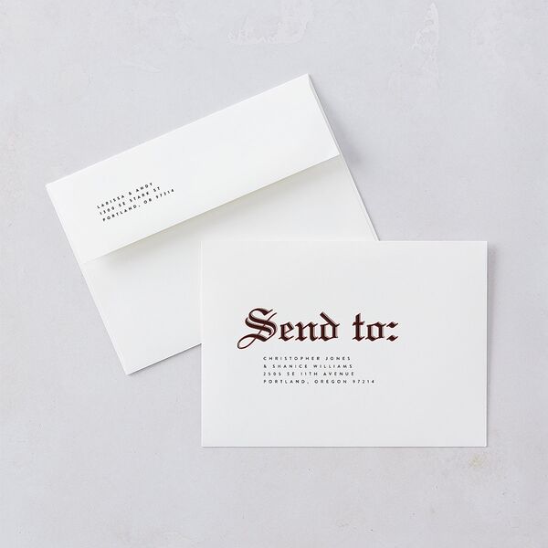 Editorial Gothic Till Death Wedding Invitations Charcoal Signature Blank No Standard