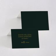 Gold Calligraphy Place Cards Dark Green Signature