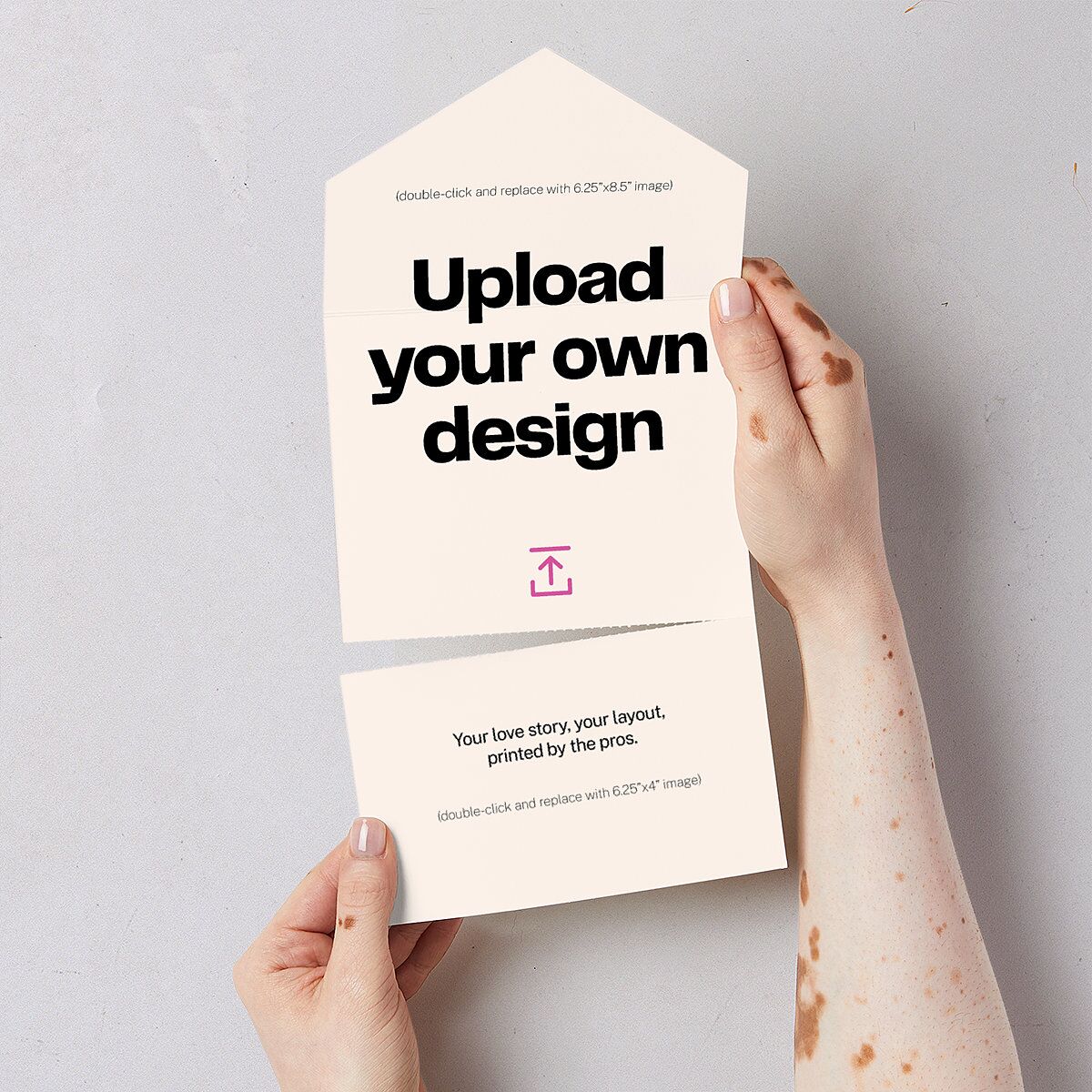 Upload Your Own Design Portrait Photo All-in-One Wedding Invitations Pure White Signature Light Both Recipient and Return Addresses No