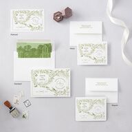 Vintage Toile Save the Date Petite Cards Dark Camo Signature smooth Blank No Standard