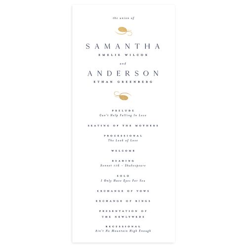 Flourishing Love Wedding Programs Gold Navy Signature