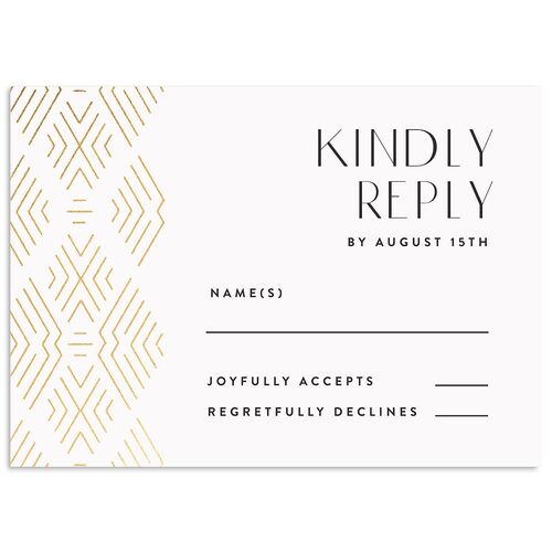 Boho Texture Wedding Response Cards Gold Off-White Signature Standard