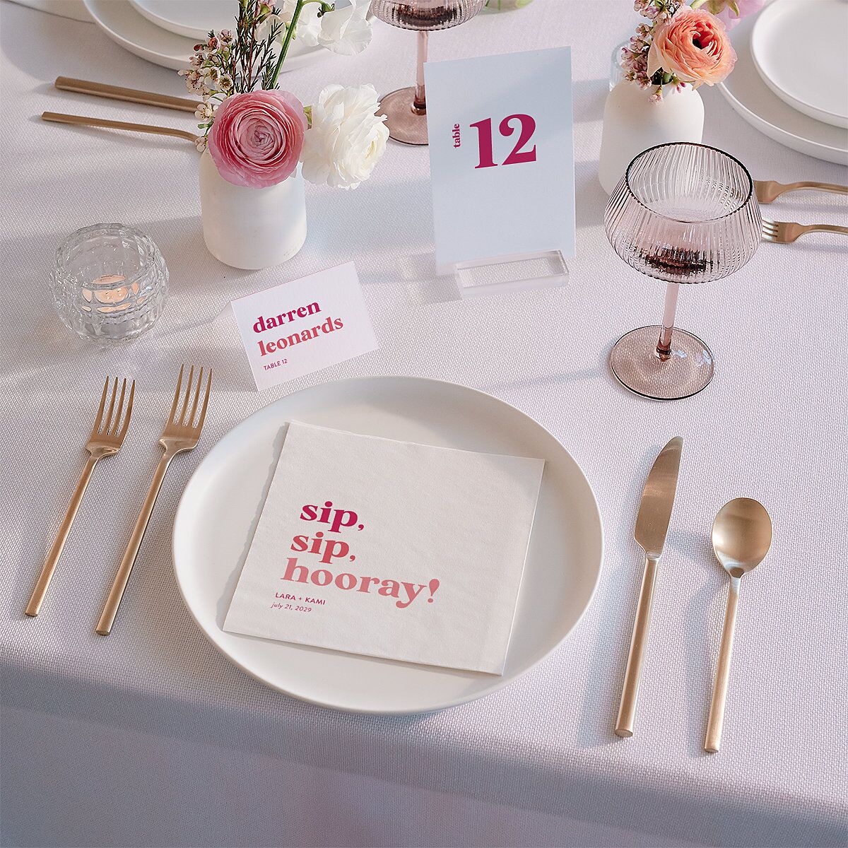 Vibrant Bold Luncheon Napkins Hot Pink Napkin Uncoined