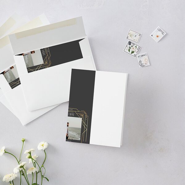 Vintage Deco Thank You Cards Gold Charcoal