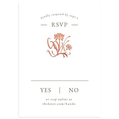 Nouveau Frame Wedding Response Cards Rose Gold Dark Camo Double thick
