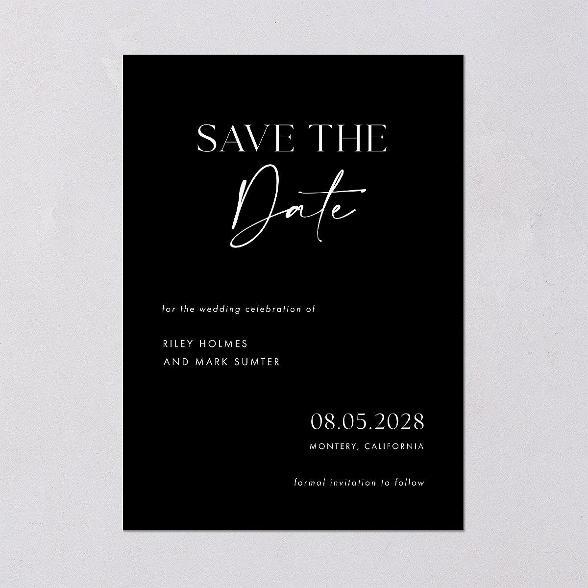 Modern Contrast Save The Date Cards Midnight Signature smooth Blank No Standard