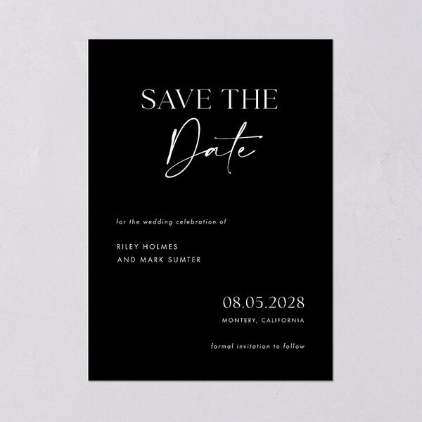 Modern Contrast Save The Date Cards Midnight Signature smooth Blank No Standard