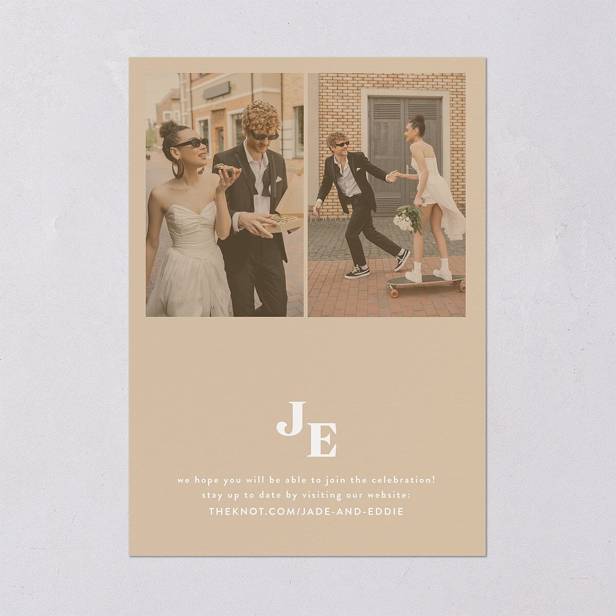 Nostalgic Save the Date Cards Tan Signature smooth Blank No Standard