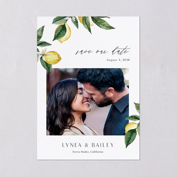 Botanical Lemon Save The Date Cards Buttercup Signature smooth Blank No