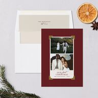 First Christmas Photo Album Holiday Cards Merlot Signature Blank Landscape Standard