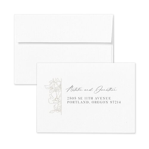 Gilded Florals Response Card Envelopes White Bisque Return Address Signature Standard