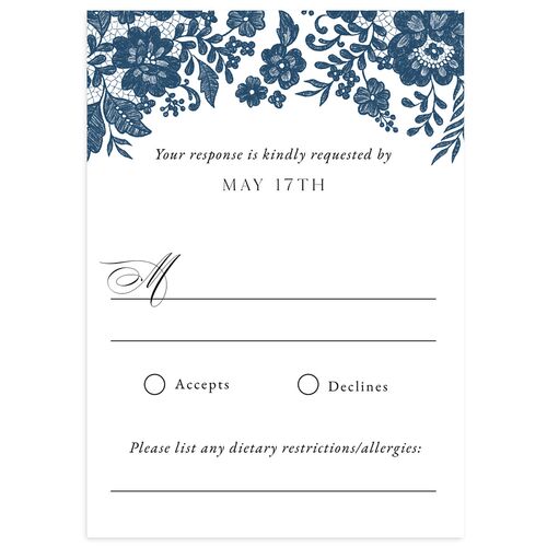 Ornate Lace Wedding Response Cards Navy Signature Standard