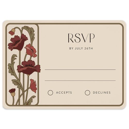 Vintage Nouveau Floral Wedding Response Cards Merlot Signature Rounded