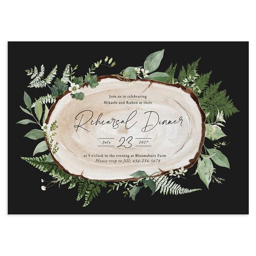 Fairytale Woodgrain Slab Rehearsal Dinner Invitations Licorice Signature Blank Standard