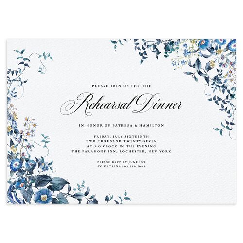 Opulent Garden Foil Rehearsal Dinner Invitations Slate Signature Blank