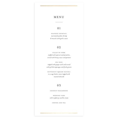 Southern Oak Tree Foil Menus Gold Pure White Signature