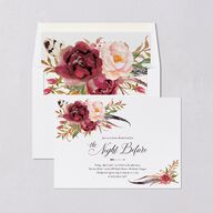 Bohemian Floral Rehearsal Dinner Invitations Merlot Signature Blank