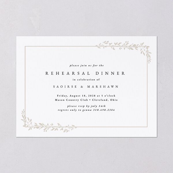 Dainty Frame Rehearsal Dinner Invitations Pure White Signature Blank