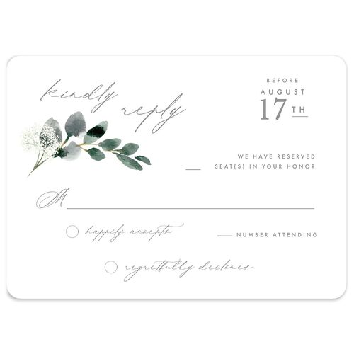 Elegant Greenery Wedding Response Cards Pure White Signature Rounded