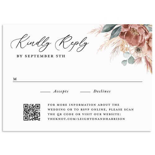 Pampas and Eucalyptus Floral Wedding Response Cards Desert Rose Signature Standard