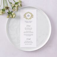 Black Tie Crest Engagement Party Menus Pure White Signature