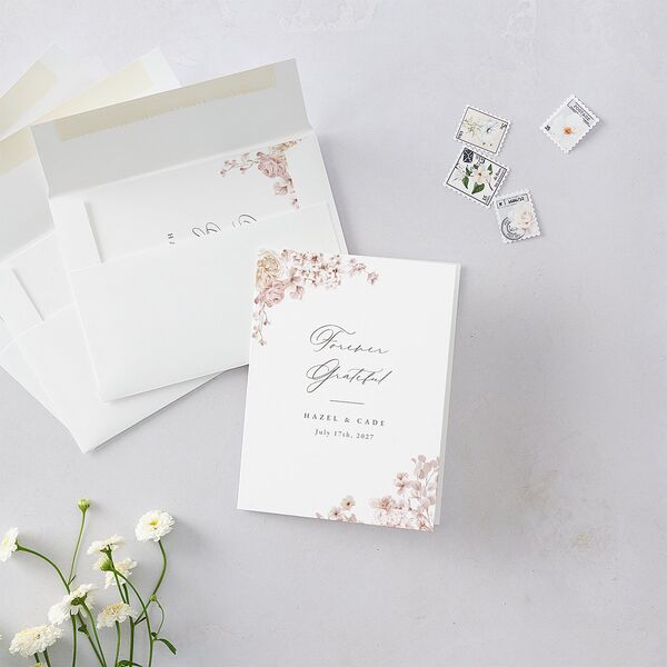 Luxury Floral Thank You Cards Gold Desert Rose