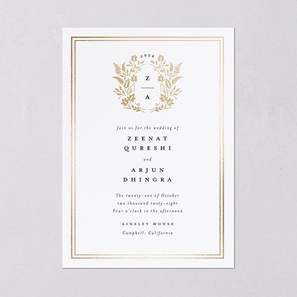 Rustic Kingdom Wedding Invitations Gold Dark Green Signature Blank No Standard